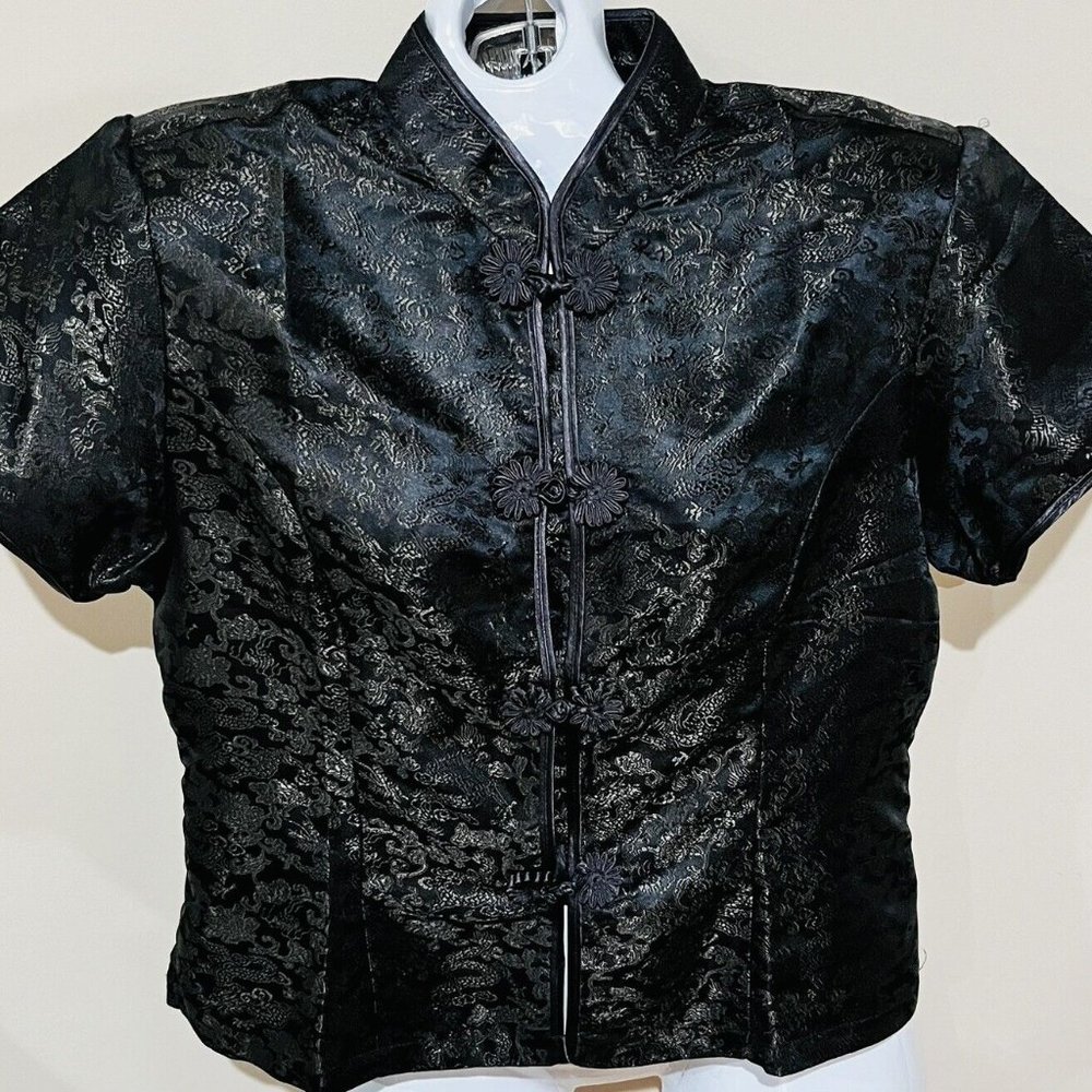 Jade East West Paisley Black Womens Japanese Shirt Sleeve Shirt Black Size L